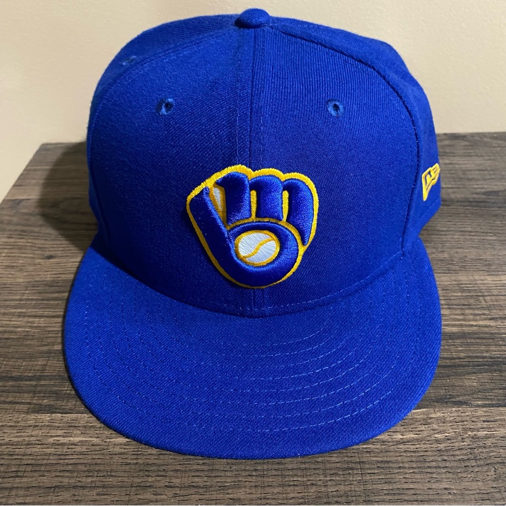 Milwaukee Brewers New Era 7 1/2 On-Field Fitted Cap - Royal Blue & Gold